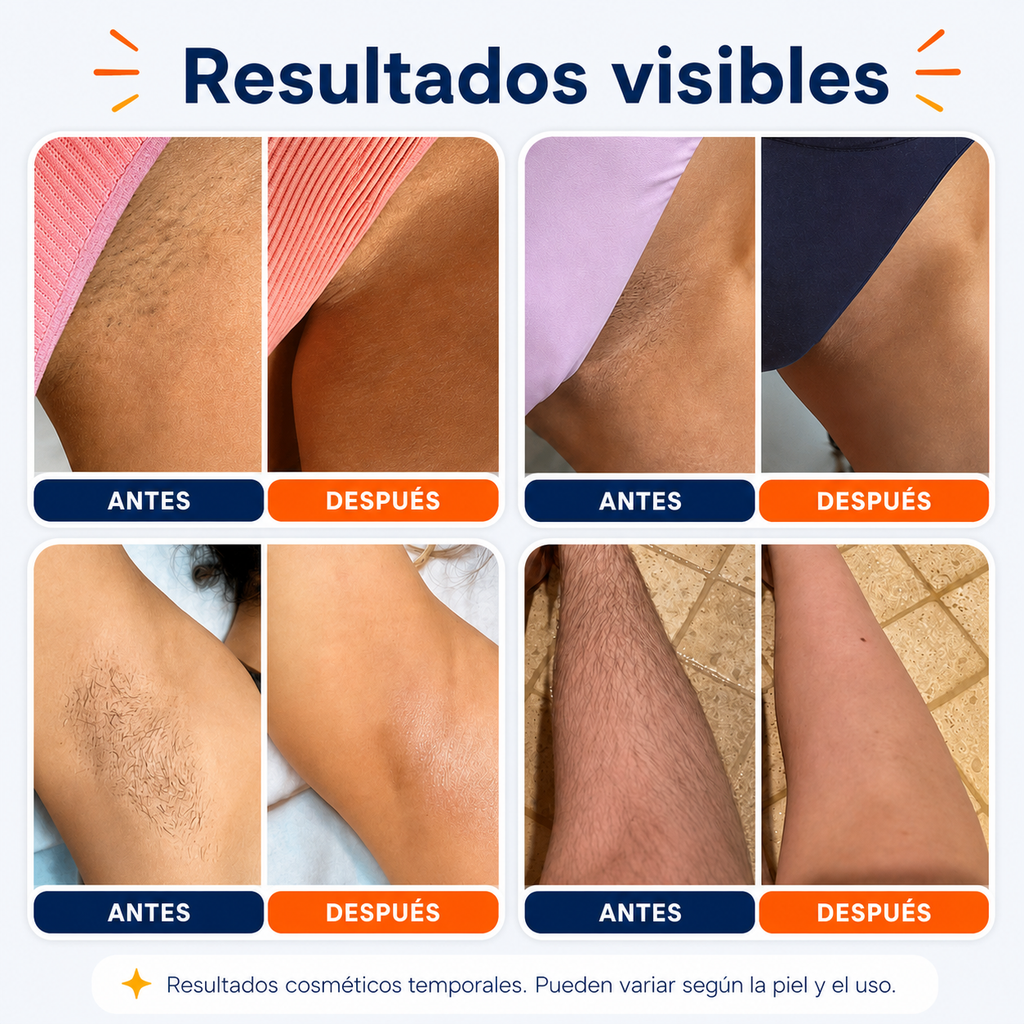Resultados visibles antes y despues en axilas y piernas